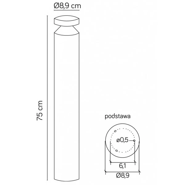 Lampa ogrodowa stojąca DELTA DL-750 - wymiary