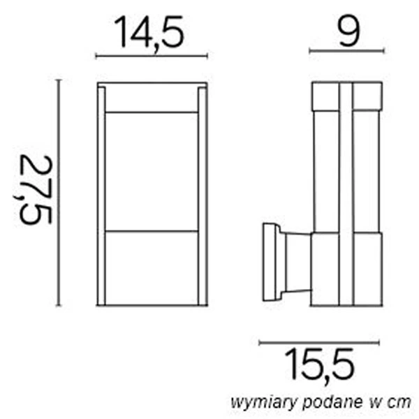 Kinkiet zewnętrzny ELIS TY 0651 - wymiary