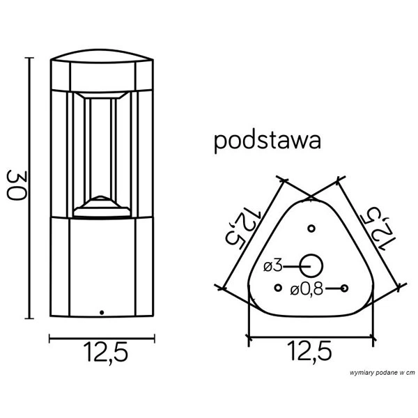 Lampa ogrodowa stojąca FAN GL 11201 - wymiary