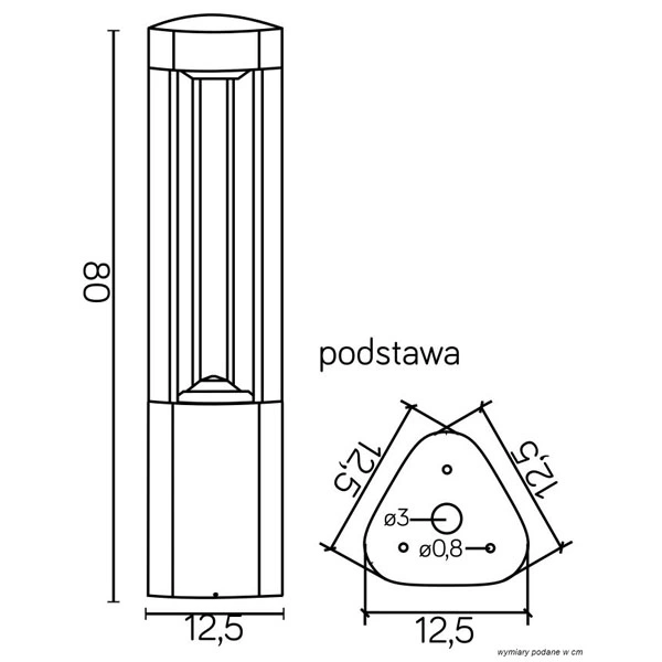 Lampa ogrodowa stojąca FAN GL 11205 - wymiary