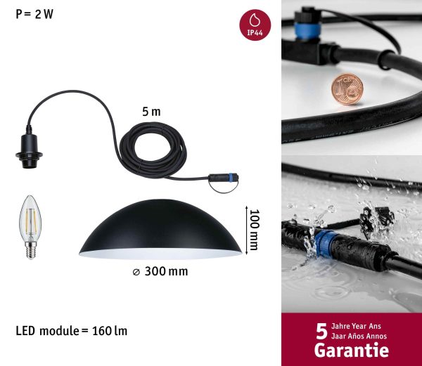 Lampa wisząca MAPALO Plug & Shine 2W 3000K IP44 24V antracyt - obrazek 2