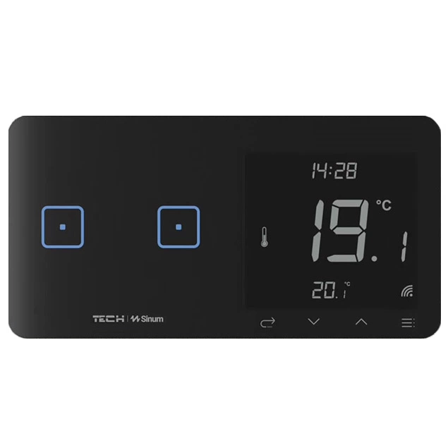 WSR-02mL CZARNY - Regulator pokojowy + włącznik dwupolowy Sinum