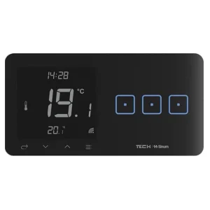 WSR-03mP CZARNY - Regulator pokojowy + włącznik trójpolowy Sinum